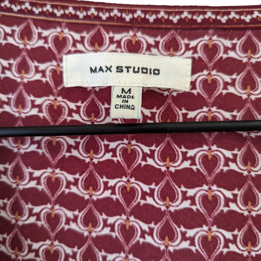 Max Studio Ruffled Balloon Sleeve Blouse - Size M/L - EUC  Burgundy Maroon Red - Picture 6 of 10